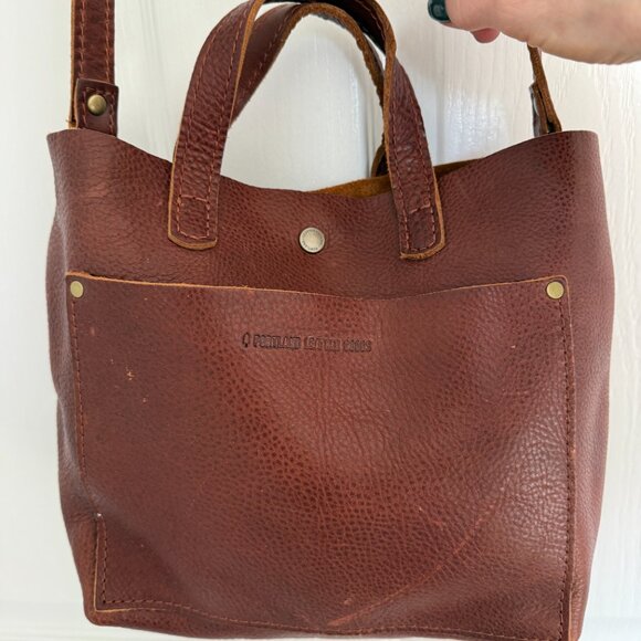 Portland Leather Handbags - Portland Leather "Almost Perfect" Mini Crossbody Tote in Nutmeg